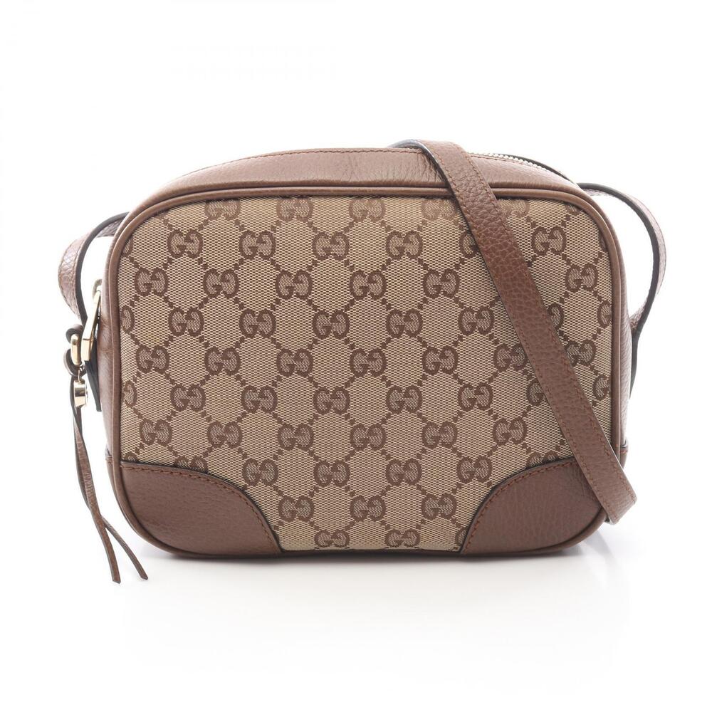 Gucci Bree Shoulder Bag Canvas Leather Beige Brown